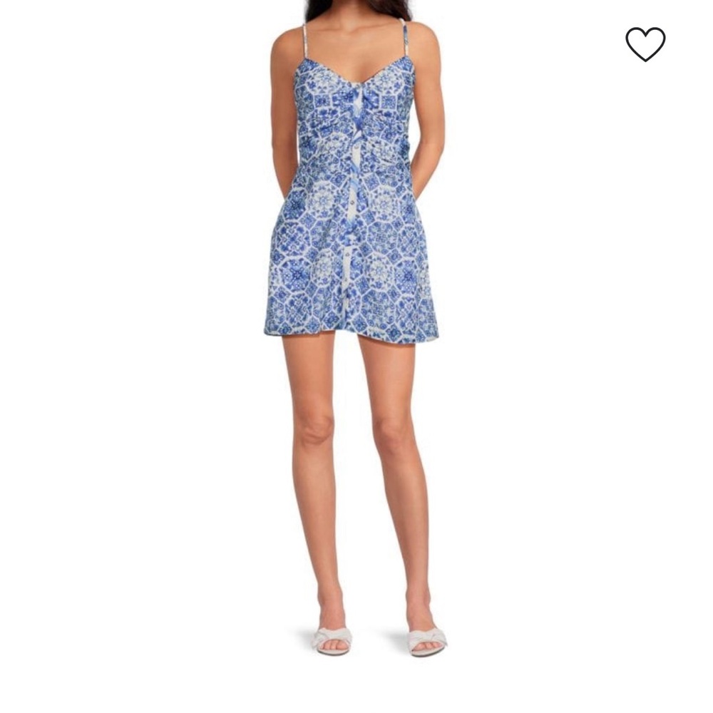 Ramy Brook Mosaic Blue and White Mini Dress